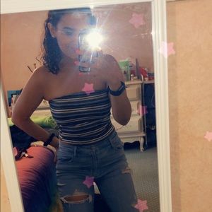 Striped Ribbed Tube Top